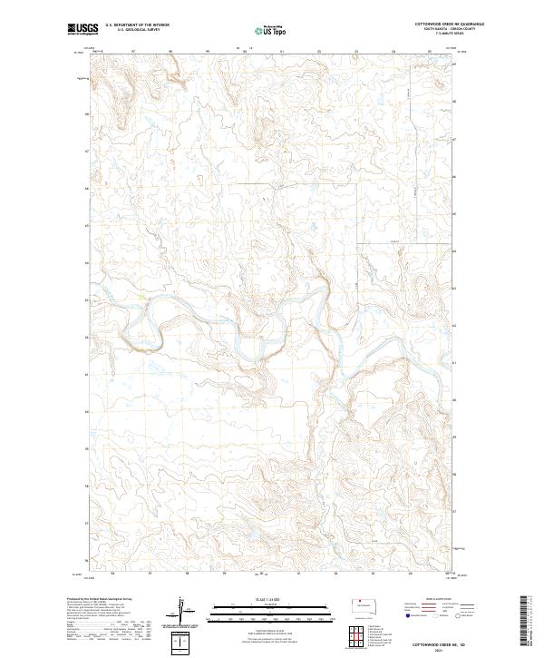 Cottonwood Creek NE, SD — USGS 7.5-minute topo (2021)