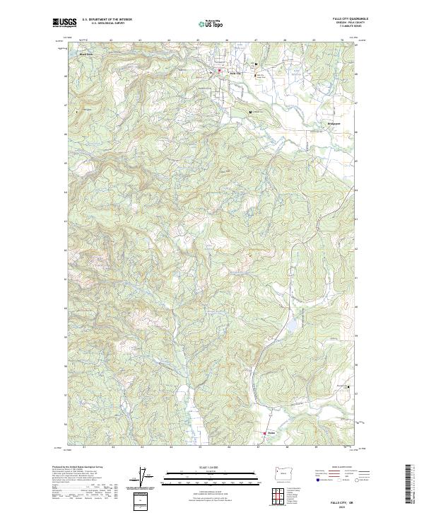Falls City, OR — USGS 7.5-minute topo (2023)