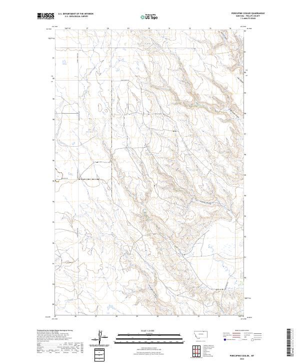 Porcupine Coulee, MT — USGS 7.5-minute topo (2024)