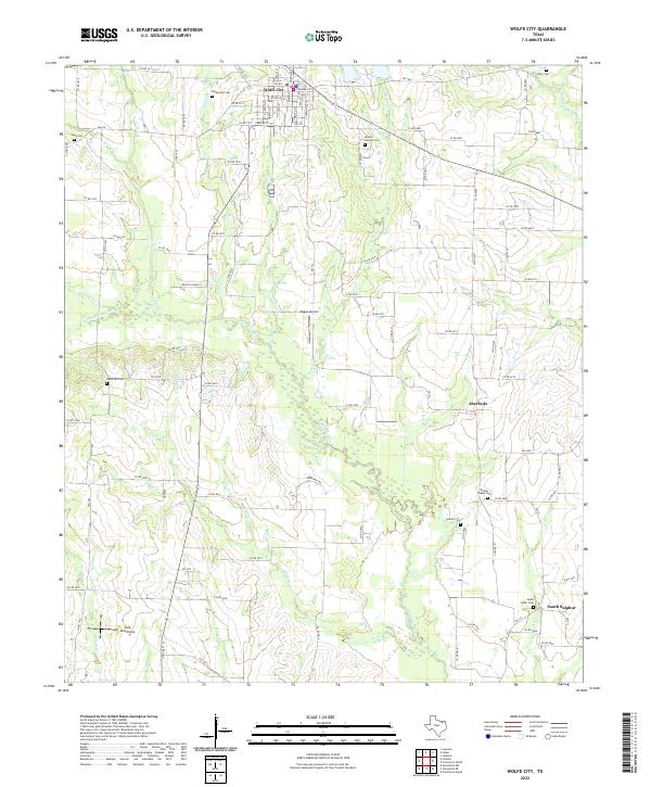 Wolfe City, TX — USGS 7.5-minute topo (2022)
