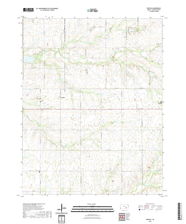 Pontiac, KS — USGS 7.5-minute topo (2022)