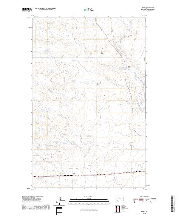 Tiber, MT — USGS 7.5-minute topo (2024)