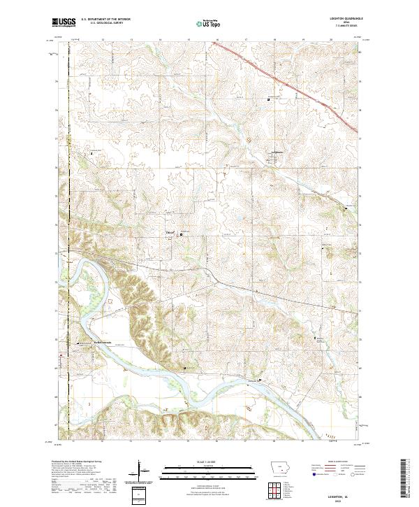 Leighton, IA — USGS 7.5-minute topo (2022)