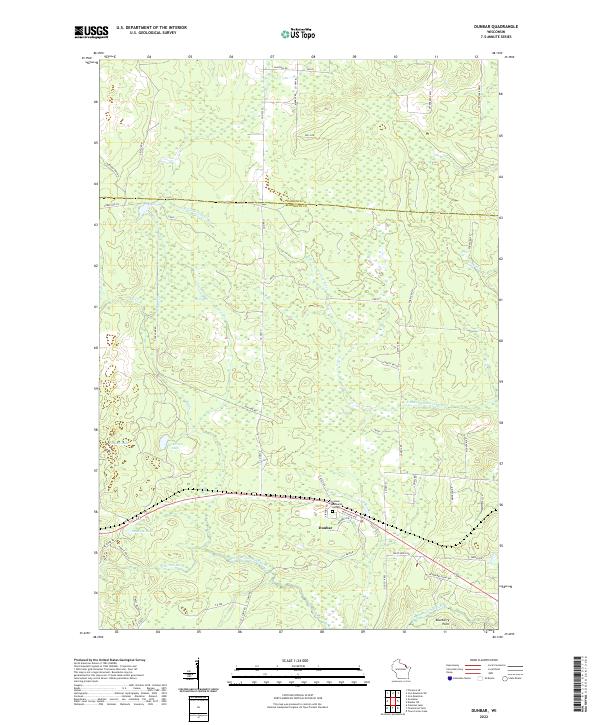 Dunbar, WI — USGS 7.5-minute topo (2022)