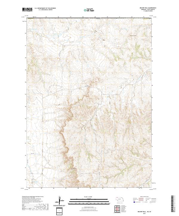 Beaver Wall, NE-SD — USGS 7.5-minute topo (2021)