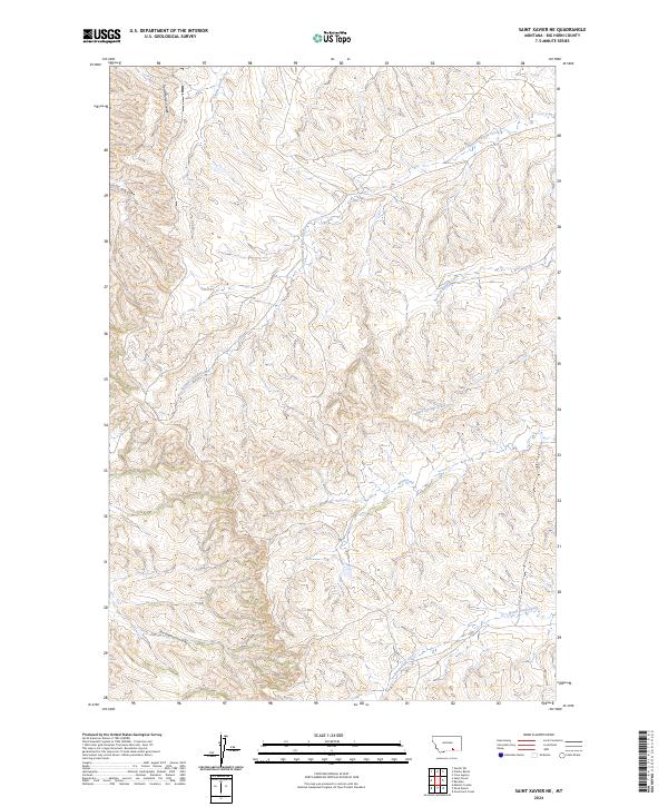 Saint Xavier NE, MT — USGS 7.5-minute topo (2024)