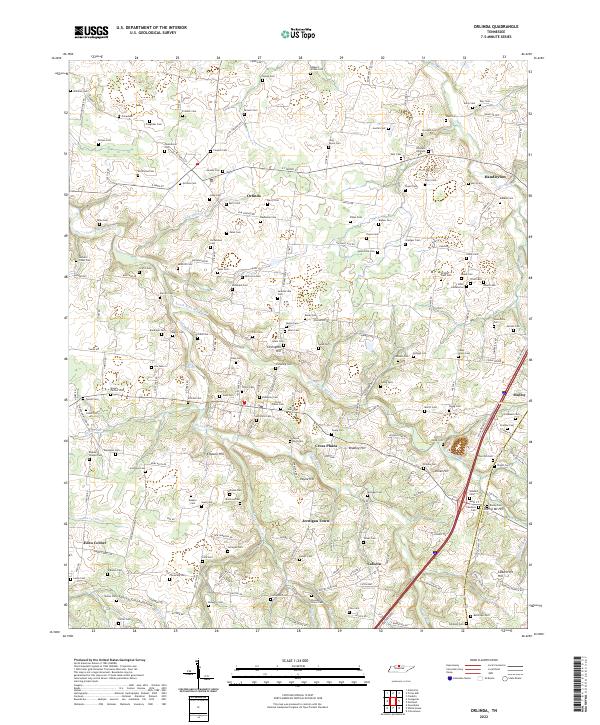 Orlinda, TN — USGS 7.5-minute topo (2022)