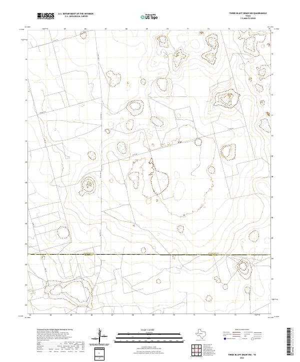Three Bluff Draw NW, TX — USGS 7.5-minute topo (2022)