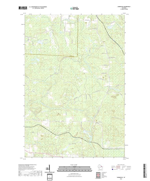 Dunbar NE, WI — USGS 7.5-minute topo (2022)