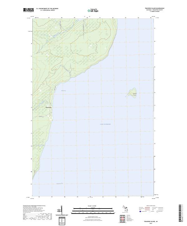Traverse Island, MI — USGS 7.5-minute topo (2023)