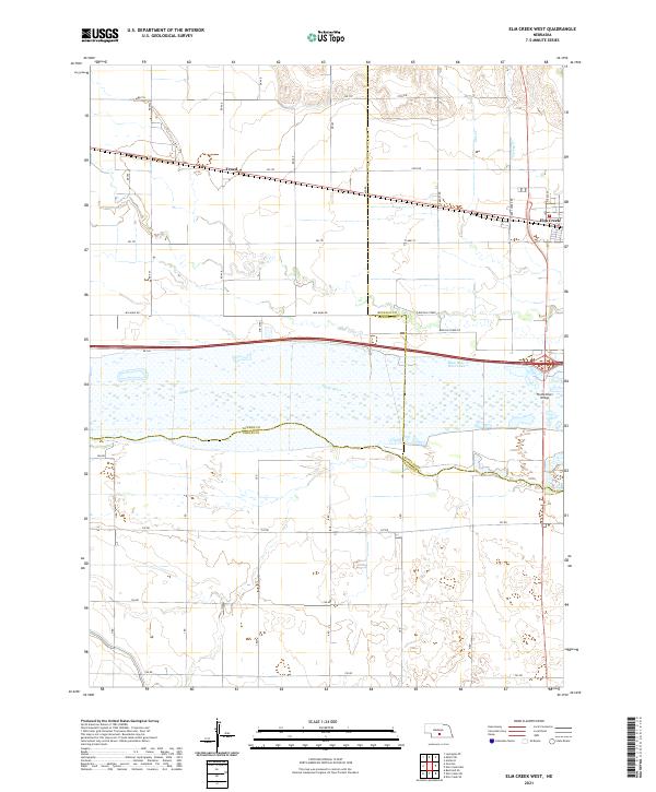 Elm Creek West, NE — USGS 7.5-minute topo (2021)