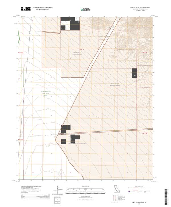 West of Palen Pass, CA — USGS 7.5-minute topo (2026)