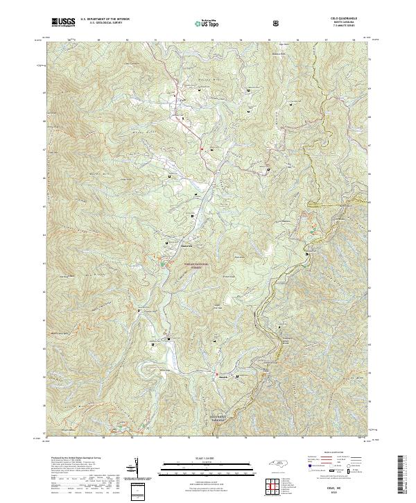 Celo, NC — USGS 7.5-minute topo (2022)