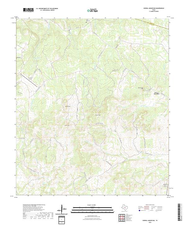 Howell Mountain, TX — USGS 7.5-minute topo (2022)