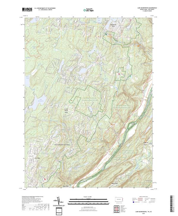 Lake Maskenozha, PA-NJ — USGS 7.5-minute topo (2023)