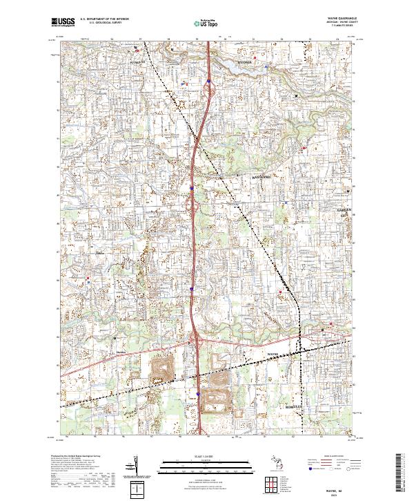 Wayne, MI — USGS 7.5-minute topo (2023)