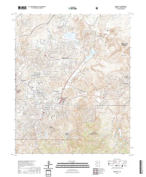 Prescott, AZ — USGS 7.5-minute topo (2021)