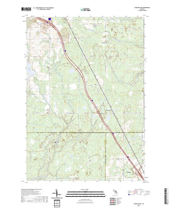 Sterling NW, MI — USGS 7.5-minute topo (2023)