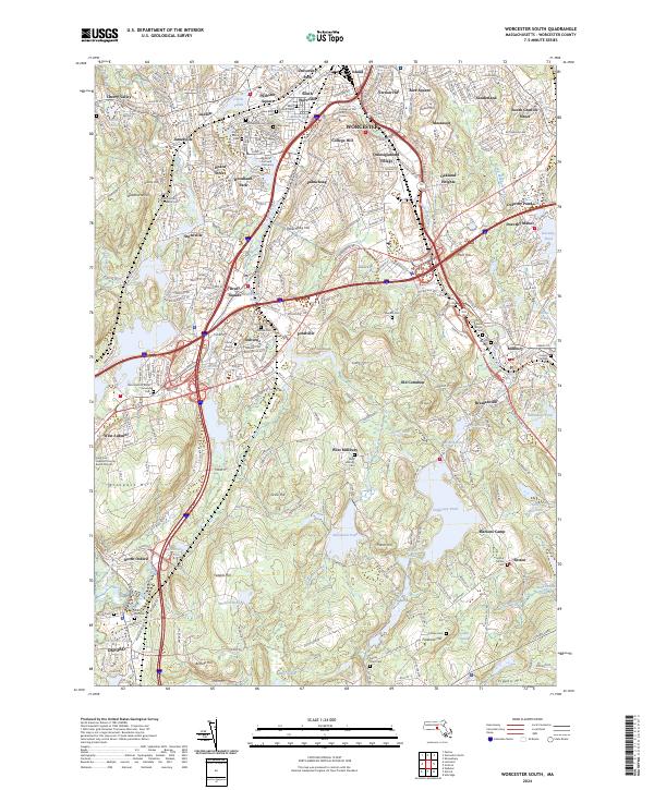 Worcester South, MA — USGS 7.5-minute topo (2024)