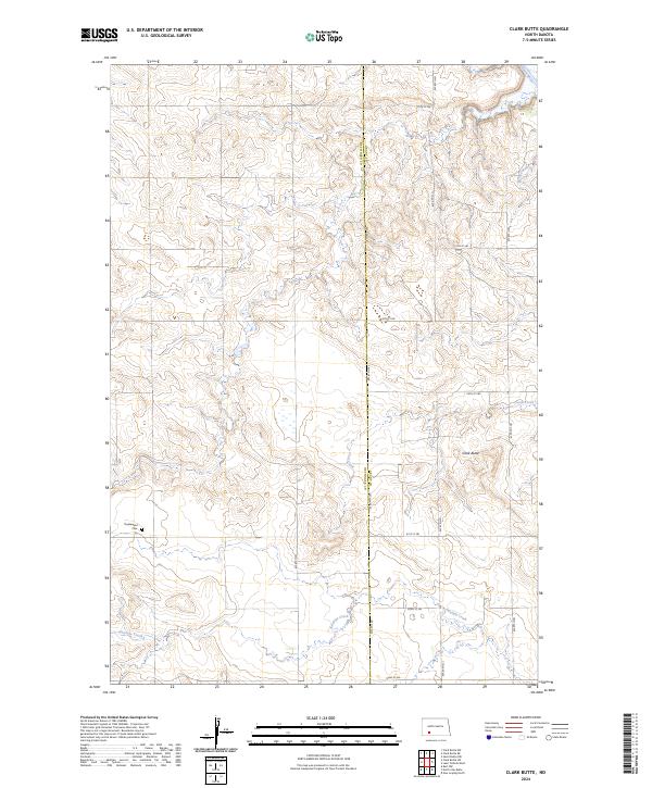 Clark Butte, ND — USGS 7.5-minute topo (2024)