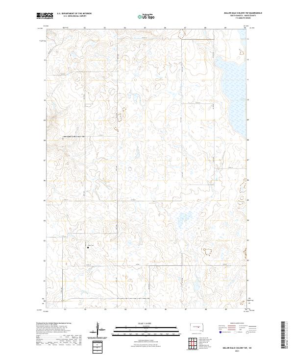 Miller Dale Colony SW, SD — USGS 7.5-minute topo (2021)
