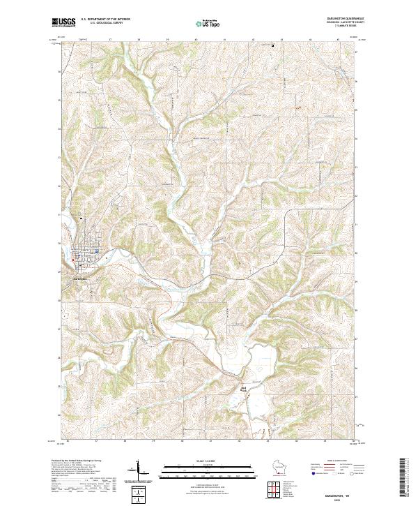 Darlington, WI — USGS 7.5-minute topo (2022)
