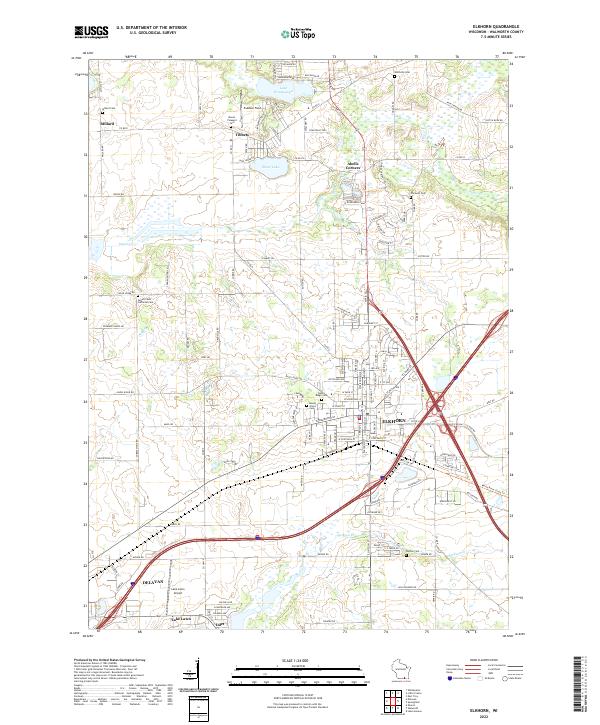 Elkhorn, WI — USGS 7.5-minute topo (2022)