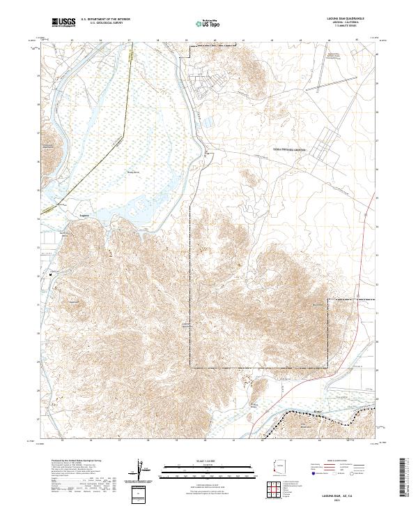 Laguna Dam, AZ-CA — USGS 7.5-minute topo (2021)