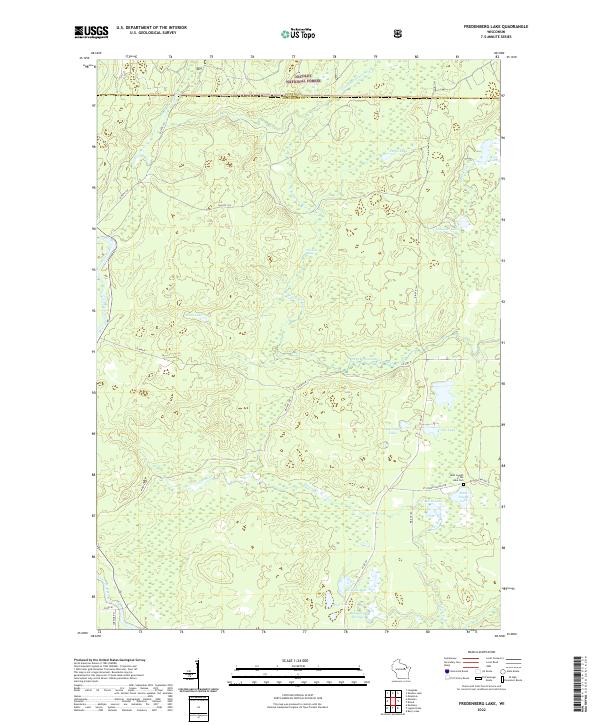 Fredenberg Lake, WI — USGS 7.5-minute topo (2022)
