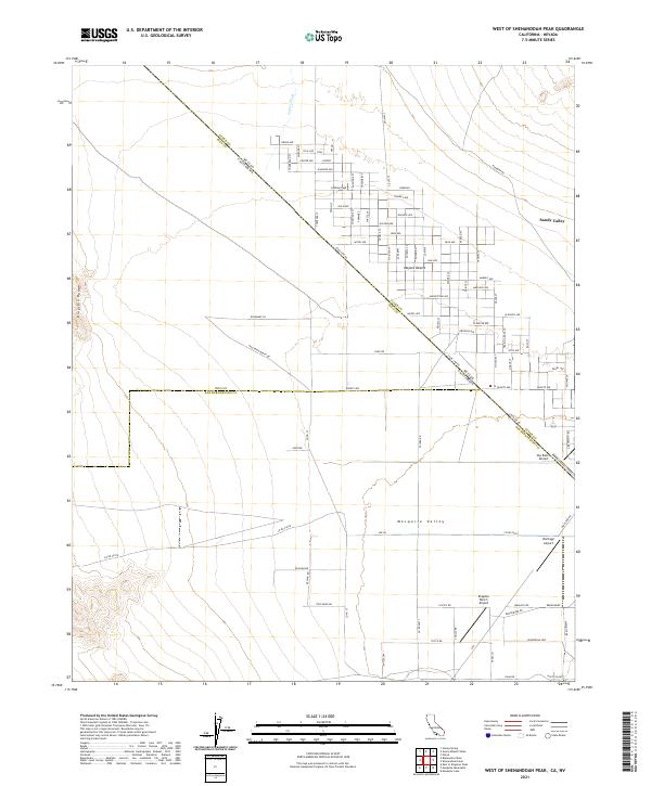West of Shenandoah Peak, CA-NV — USGS 7.5-minute topo (2021)
