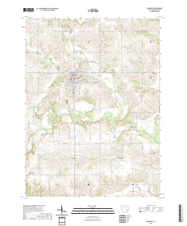 Sigourney, IA — USGS 7.5-minute topo (2022)