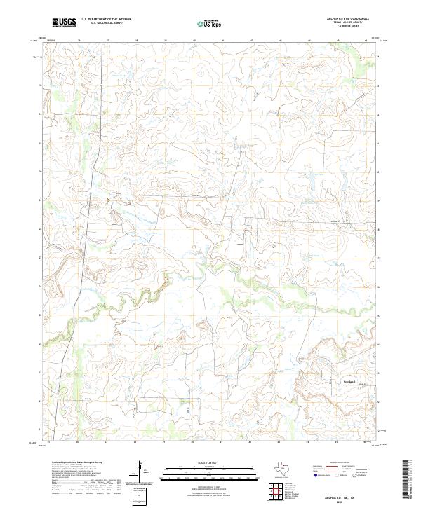 Archer City NE, TX — USGS 7.5-minute topo (2022)