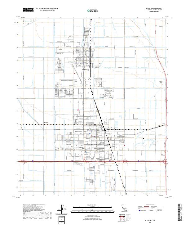 El Centro, CA — USGS 7.5-minute topo (2022)