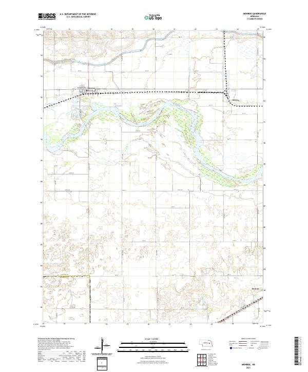 Monroe, NE — USGS 7.5-minute topo (2021)