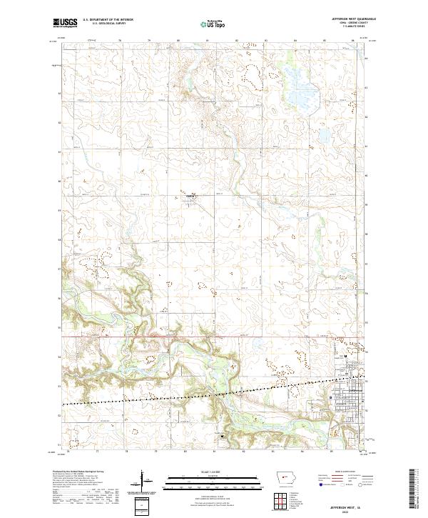 Jefferson West, IA — USGS 7.5-minute topo (2022)