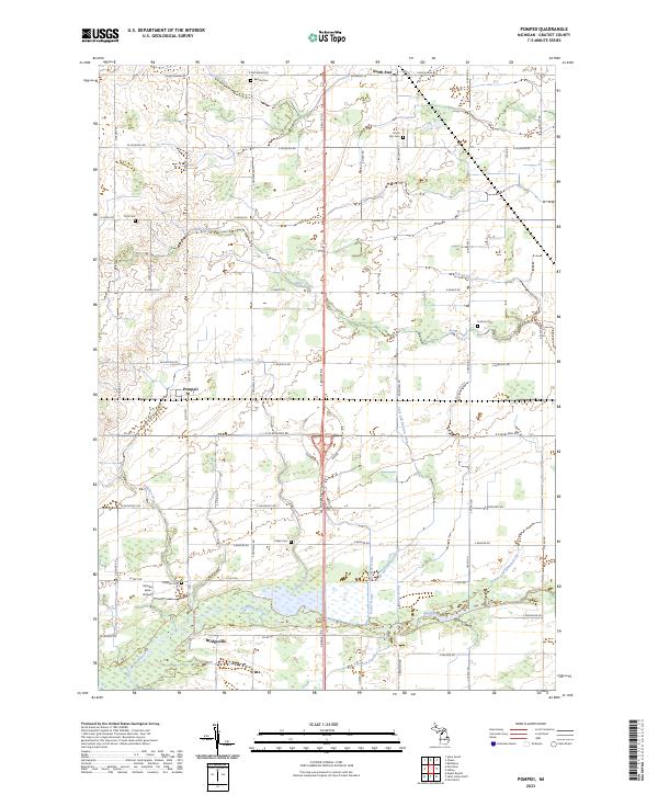 Pompeii, MI — USGS 7.5-minute topo (2023)
