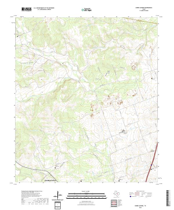 Cobbs Cavern, TX — USGS 7.5-minute topo (2022)