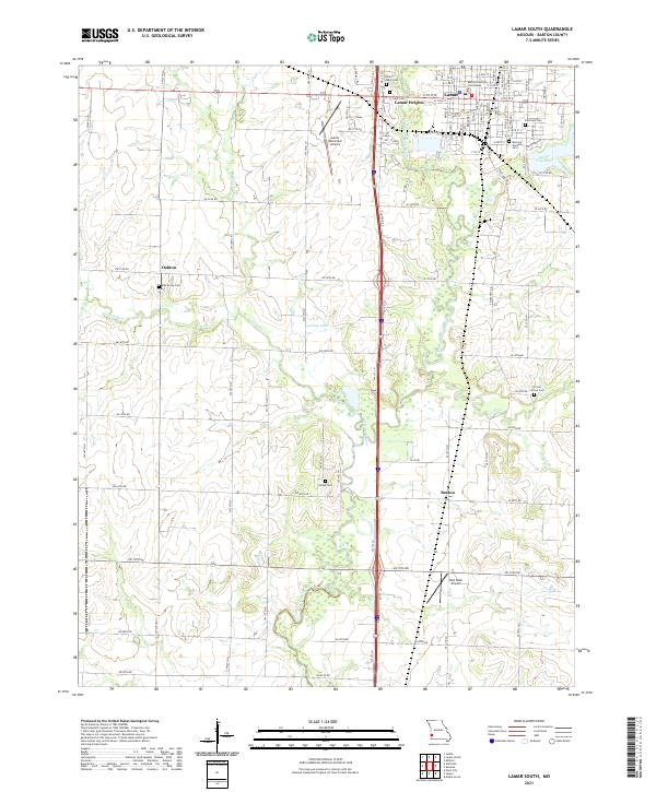Lamar South, MO — USGS 7.5-minute topo (2021)