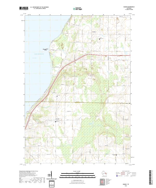 Namur, WI — USGS 7.5-minute topo (2022)