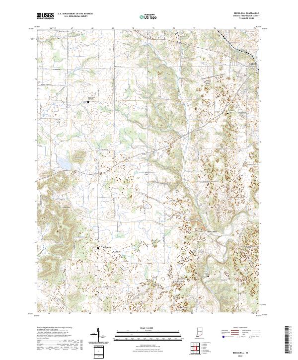 Becks Mill, IN — USGS 7.5-minute topo (2022)