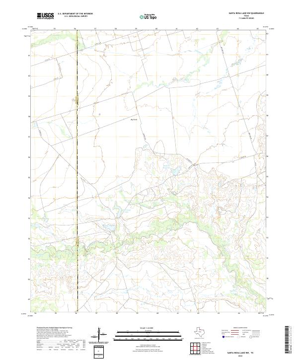 Santa Rosa Lake NW, TX — USGS 7.5-minute topo (2022)
