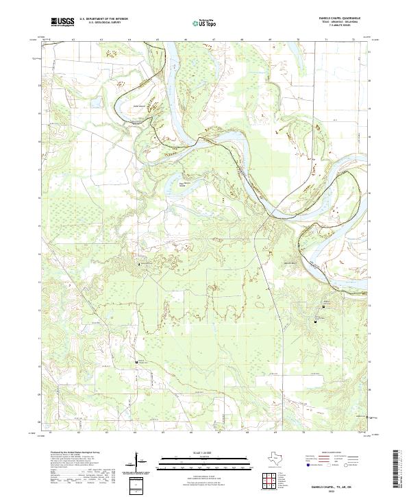 Daniels Chapel, TX-AR-OK — USGS 7.5-minute topo (2022)