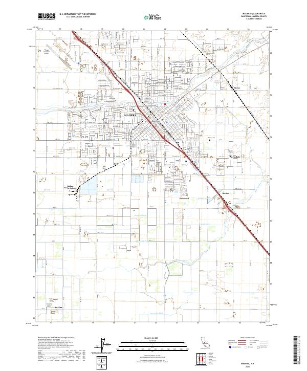 Madera, CA — USGS 7.5-minute topo (2021)