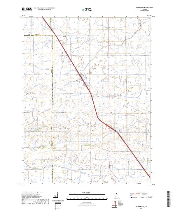 Templeton NE, IN — USGS 7.5-minute topo (2022)