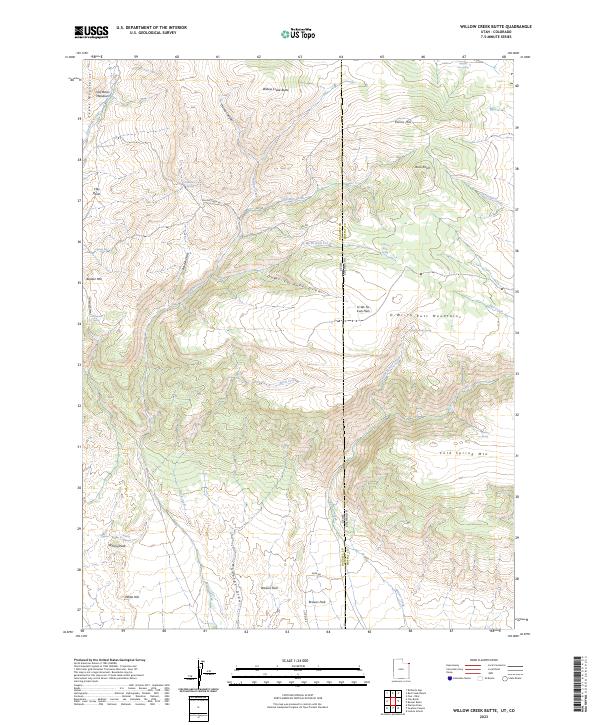 Willow Creek Butte, UT-CO — USGS 7.5-minute topo (2023)