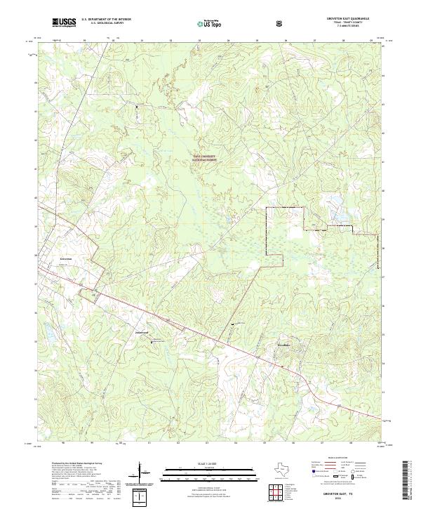 Groveton East, TX — USGS 7.5-minute topo (2022)