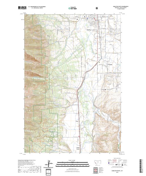 Hamilton South, MT — USGS 7.5-minute topo (2024)