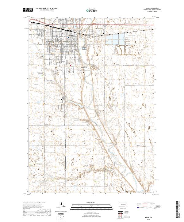 Huron, SD — USGS 7.5-minute topo (2021)