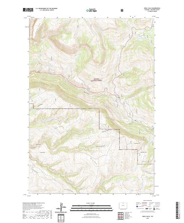 Shell Falls, WY — USGS 7.5-minute topo (2021)