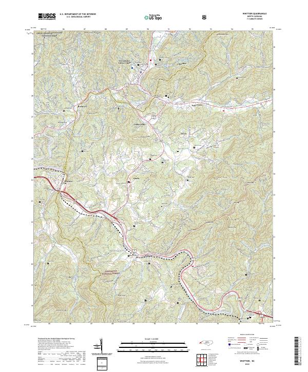Whittier, NC — USGS 7.5-minute topo (2022)